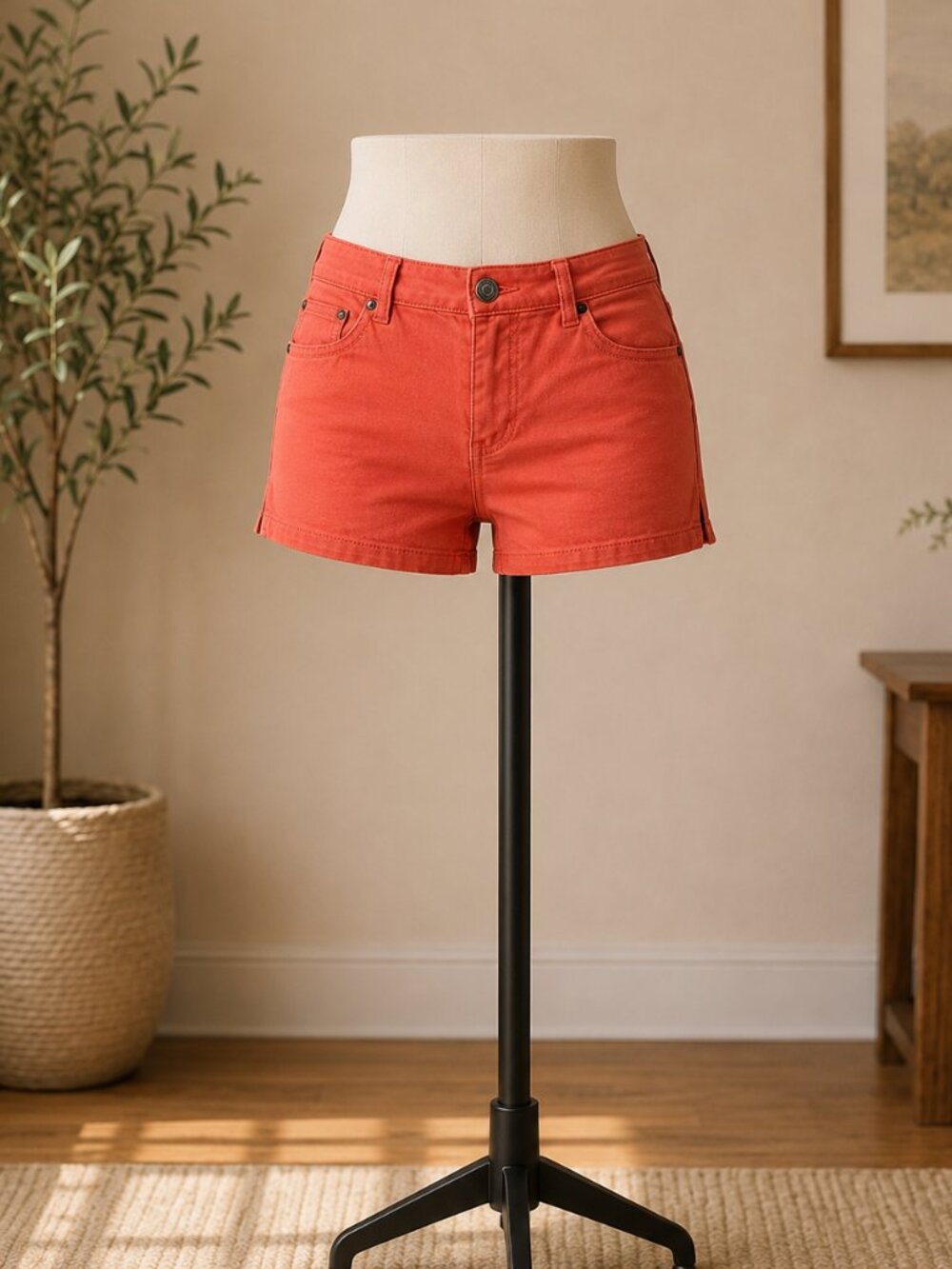 Guess Vibrant Red Jean Shorts